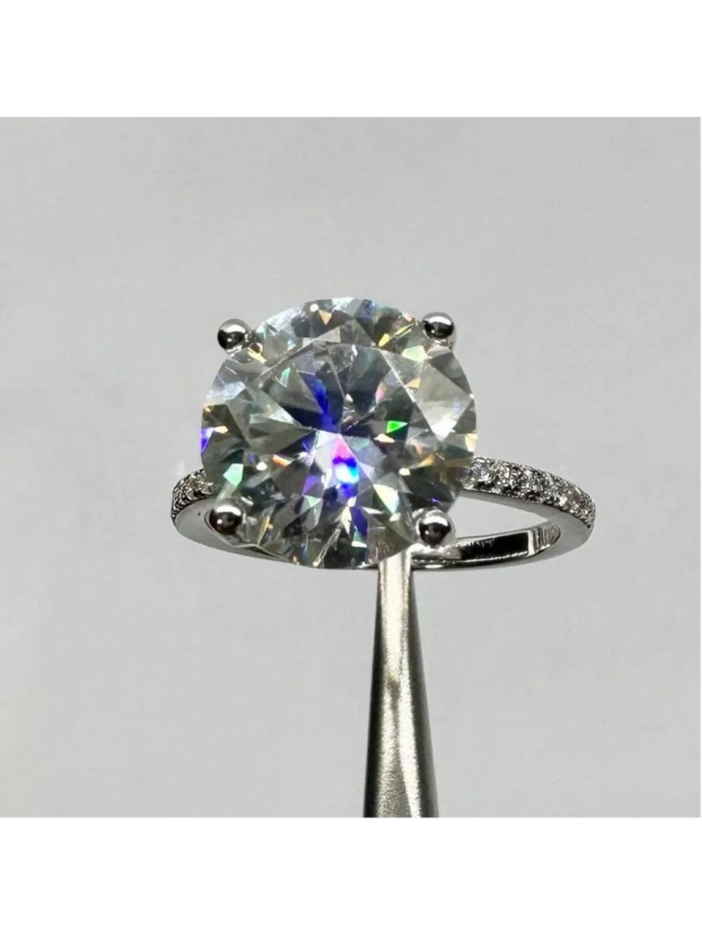 Moissanite Diamond Ring 5 Ct Engagement Wedding Round Cut Solitaire GRA